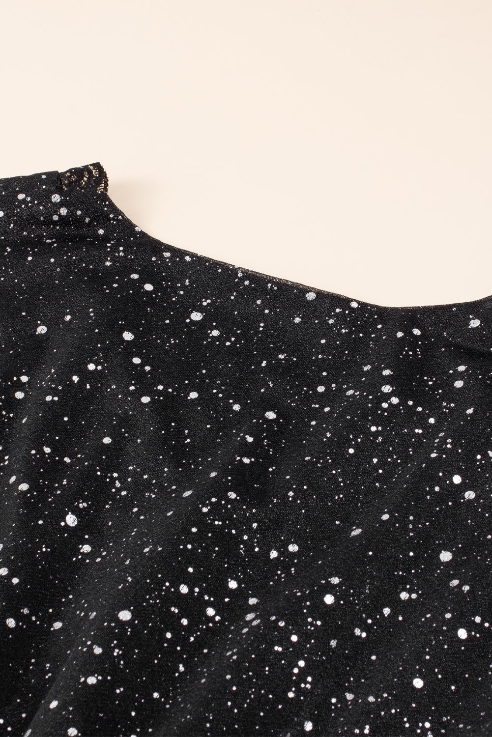 Chic Black Glitter Dress Featuring a Mesh Overlay