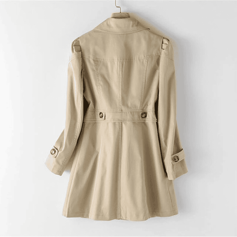 Women's Padded Shoulder Single-Button Trench Coat