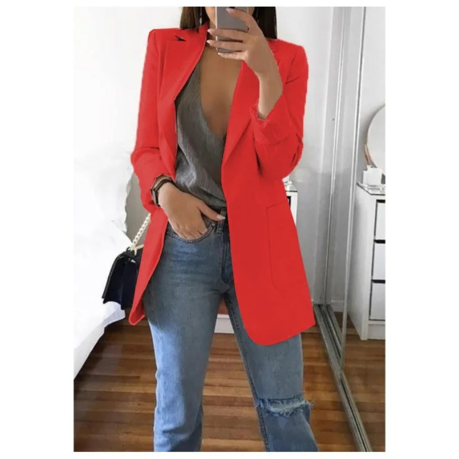 Women's Printed Double-Breasted Blazer - Perfect for Professional Attire