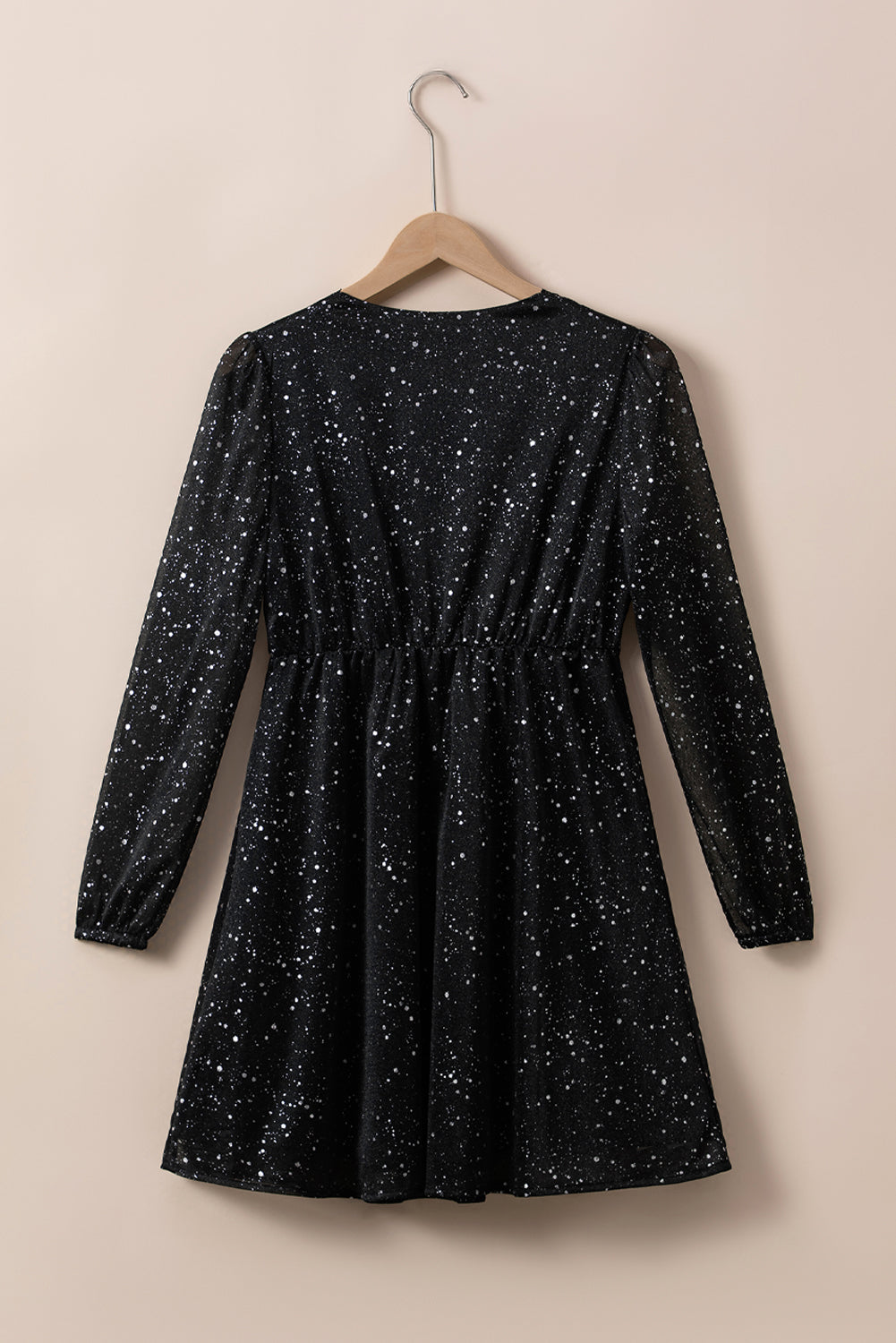 Chic Black Glitter Dress Featuring a Mesh Overlay