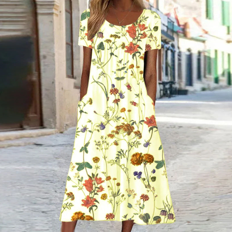 Chic Floral Dress Featuring Tummy Control