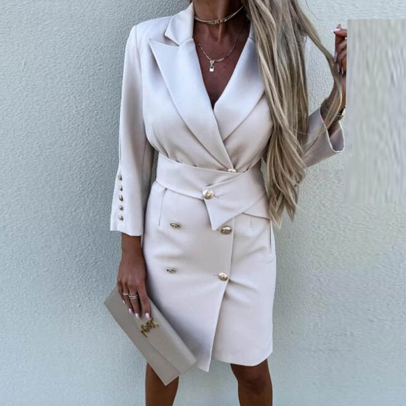 Double-Breasted Blazer Dress Coat