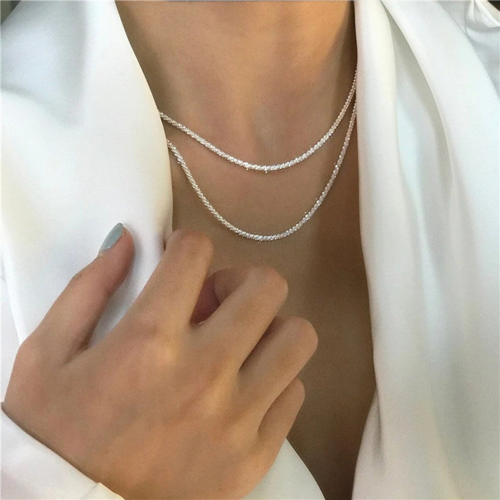 Silver Celestial Double Chain Necklace for Women